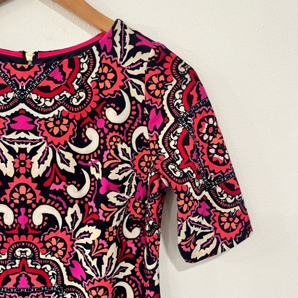 ELIZA J vibrant damask print sheath mini dress with back zipper size 2 petite - Picture 3 of 11